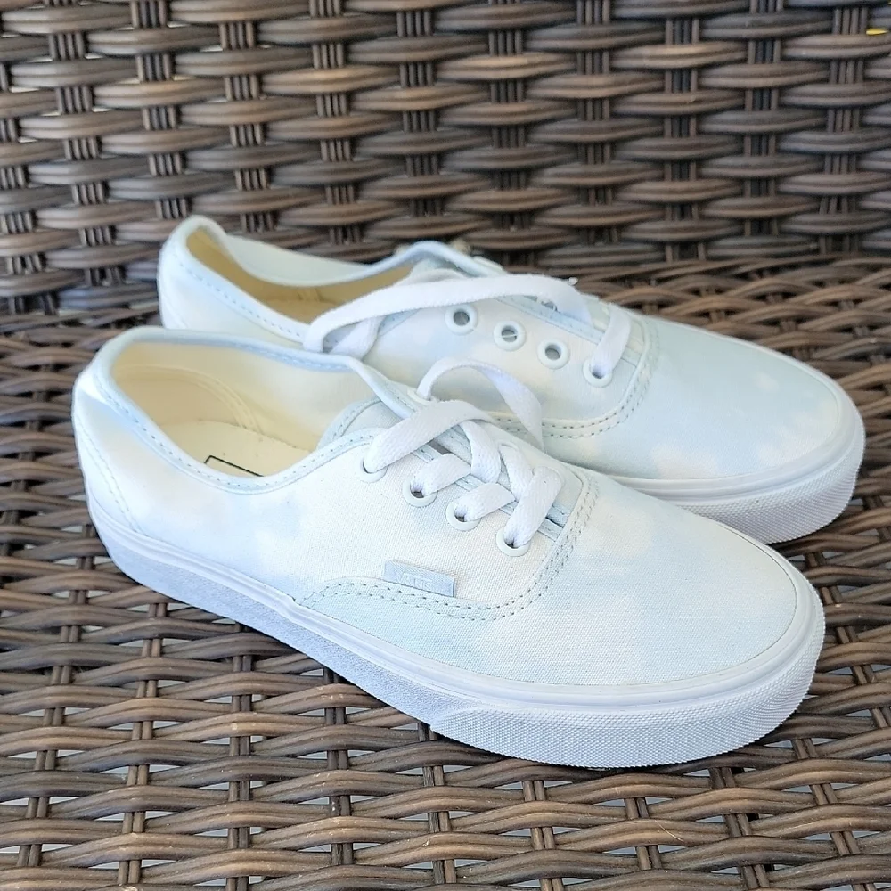 Vans Women's Sneakers in Light Blue and White Size 5.5 Womens 4 Mens - Picture 2 of 9